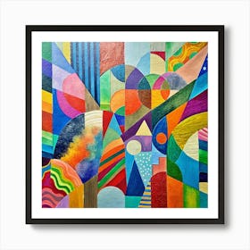 Abstract Painting in Vibrant Pop Palette 3 Art Print