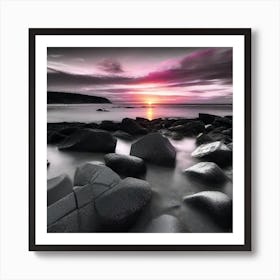 Sunset Over Rocks 12 Art Print