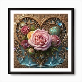 Ornate Vintage Hearts Muted Colors Lace Victorian 15 Art Print