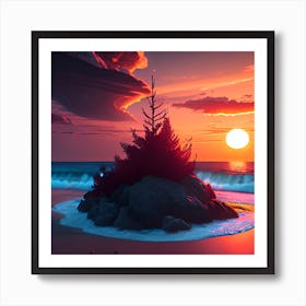 Sunset At The Beach 6 Art Print