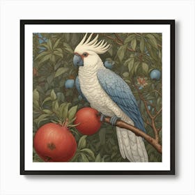 Cockatoo And Pomegranate Blue Walter Crane Art Print 1 Art Print