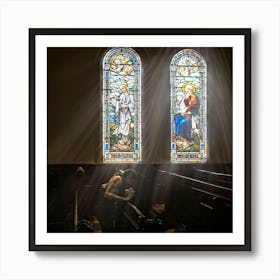 A Depiction Of A Spiritual Resurgence In The Scenery Of A Serene Church Backlit By Sunwashed Stain (1) Art Print