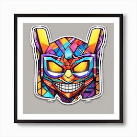 Vibrant Sticker Of A Plaid Pattern Mask And Based On A Trend Setting Indie Game Art Print