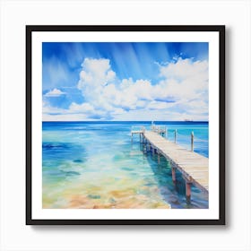 AI Serenity Shores: Abstract Marine Masterpiece Art Print