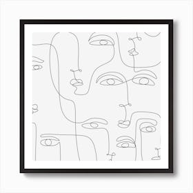 Faces Line Art Art Print