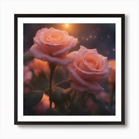 Roses At Night Art Print