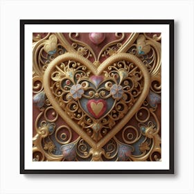 Ornate Vintage Hearts Lace Victorian 1 Art Print