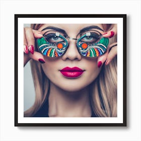 Beautiful Woman With Colorful Sunglasses Art Print
