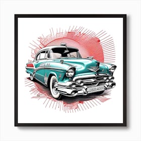 Retro Car Poster Vintage Print 2 Art Print