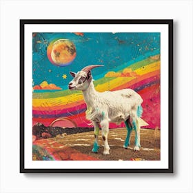 Kitsch Rainbow Goat Collage 3 Art Print