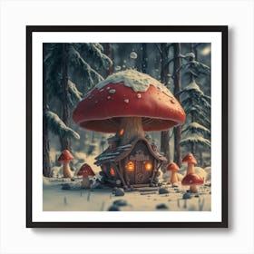 Red mushroom shaped like a hut 2 Art Print