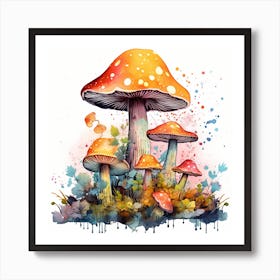 Watercolor Mushroom Painting 1 Art Print