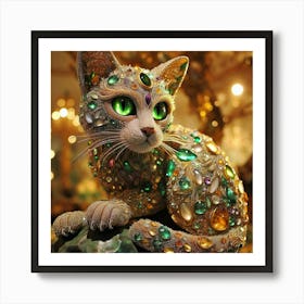 Cat With Jewels Art Print