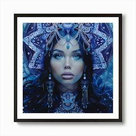 Blue Mermaid Princess Art Print