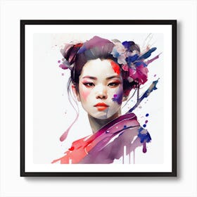 Watercolor Modern Geisha #5 Art Print