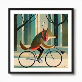 Fox On A Bike 6 Art Print