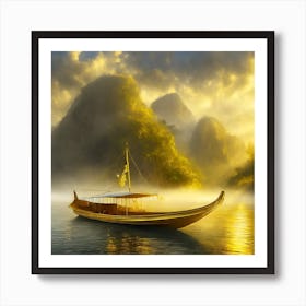 Firefly A Boat On A Beautiful Mist Shrouded Lush Tropical Island 76448 (1) Art Print