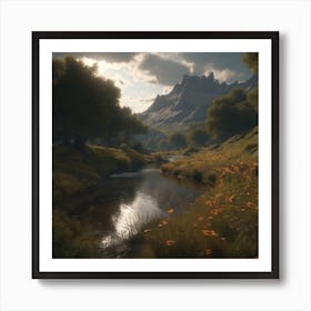 River In A Forest Art Print