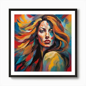 Woman With Colorful Hair Art Print