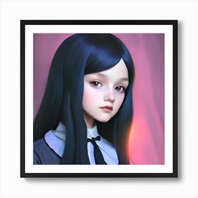 Anime Girl With Black Hair Art Print