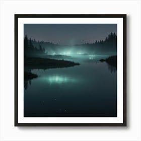 Lake At Night Art Print
