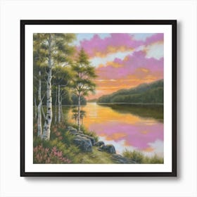 Sunset By The Lake 1 Art Print