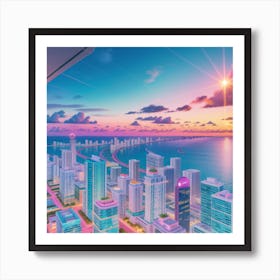 Sunset Over Miami Art Print