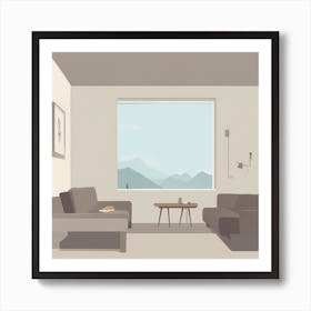 Minimalistic Living Room illustration, 1244 Art Print