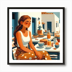 Greece girl Art Print