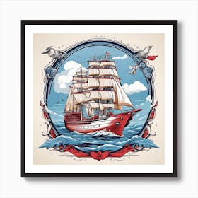 Sailing Ship In The Sea Art Print