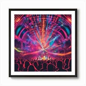 Psychedelic Harmony Bands And Lights In The Cosmic Concert Art Print