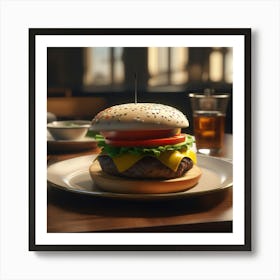 Hamburger On A Plate 86 Art Print