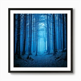 Firefly Midnight Blue Forest Deepens Blue Tones For A Dark, Mysterious Atmosphere 1 Art Print