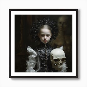 Girl With A Skull 2 Art Print