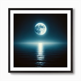 "Moonlit Serenity: Tranquil Ocean Dreams"  Immerse yourself in "Moonlit Serenity," a captivating digital artwork that encapsulates the peaceful embrace of a full moon over a tranquil ocean. Its luminous reflection on the water's surface brings a sense of calm and wonder to any space. Ideal for creating a serene ambiance in your home or office. Let this enchanting moonlight scene inspire your nights and elevate your decor. Art Print