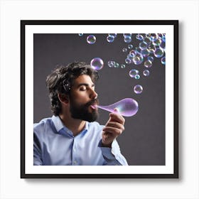 Man Blowing Soap Bubbles Art Print