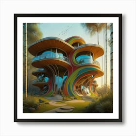 Huge colorful futuristic house design with vibrant details 8 Art Print