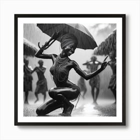 Woman In The Rain Art Print