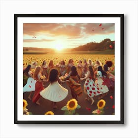 Sunflowers In The Field Art Print