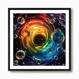 Swirling Rainbow Bubble Abstract Art Print