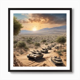 Tanks In The Desert 1 Art Print