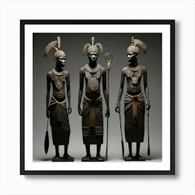 Tribal African Art men silhouettes 5 Art Print