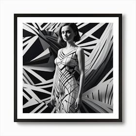 Abstract Black And White Painting 1 Art Print