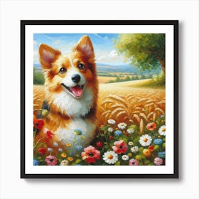 Corgi In The Field Art Print