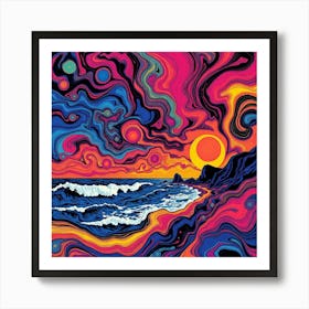 Psychedelic Sunset Art Print