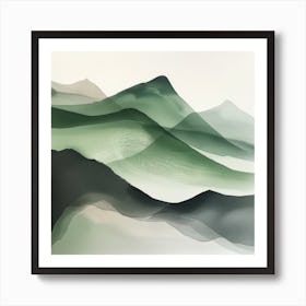 Japanese Watercolour Of Mount Hiei 1 Art Print