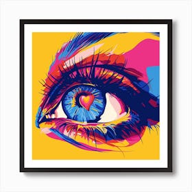 Eye Woman Pink Heart Love Valentine Art Print