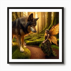 The Wolf And The Fairy 1 Art Print