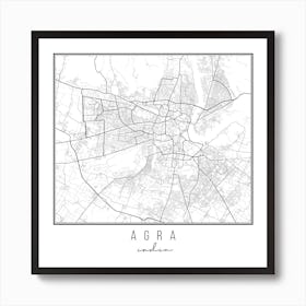 Agra India Street Map Art Print