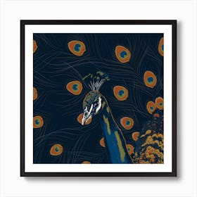 Peacock Square Art Print